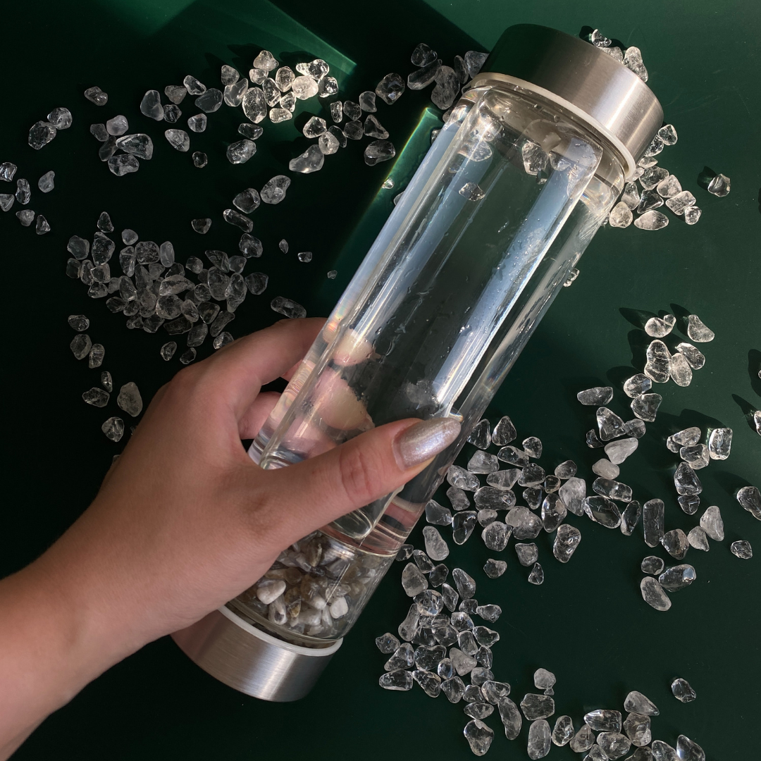Glass bottle with Crystals for charging water